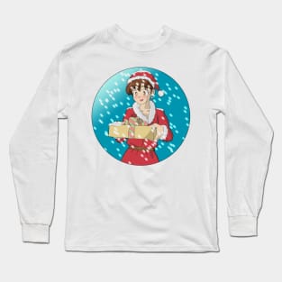 Christmas Anime Girl Present Long Sleeve T-Shirt